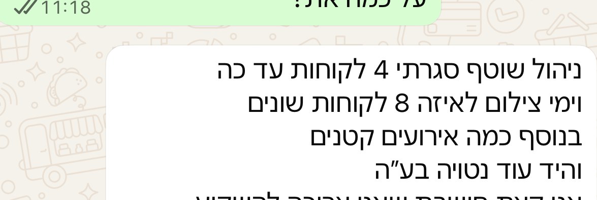 תלמידה: 4 לקוחות ניהול שוטף + 8 ימי צילום